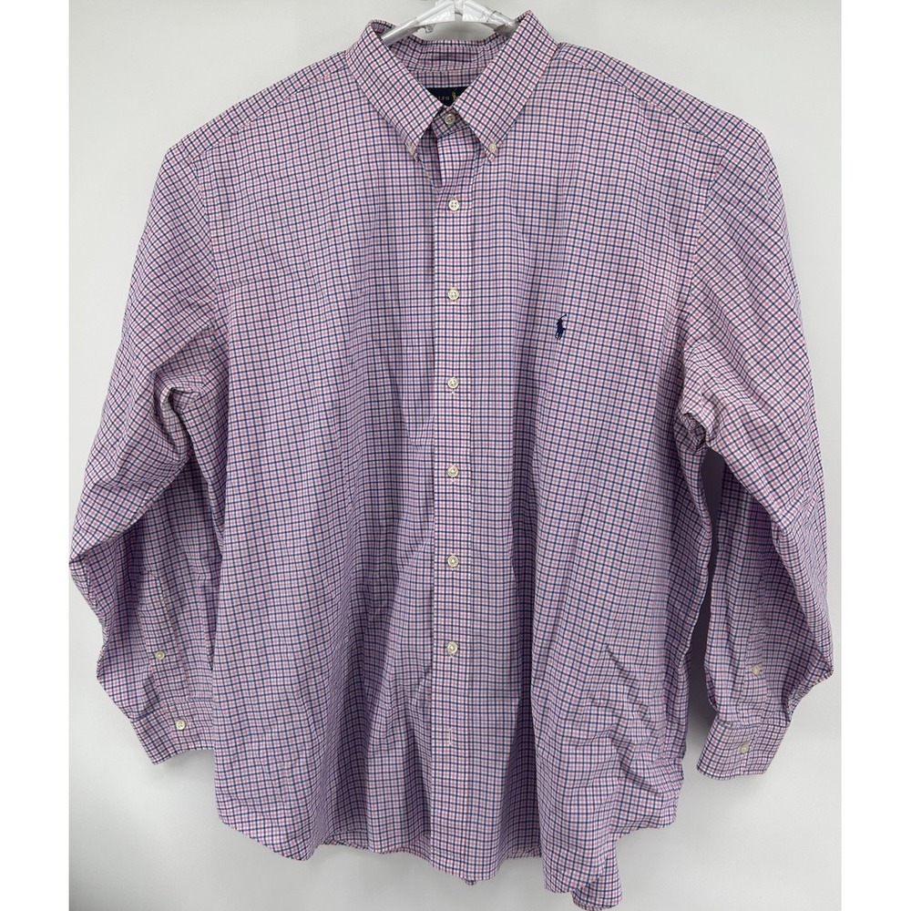 Polo Ralph Lauren Long Sleeve Button Down Pink And Blue Men's Size 2XB Big